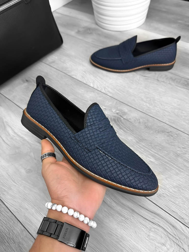 Mocasini barbati albastri piele eco comozi