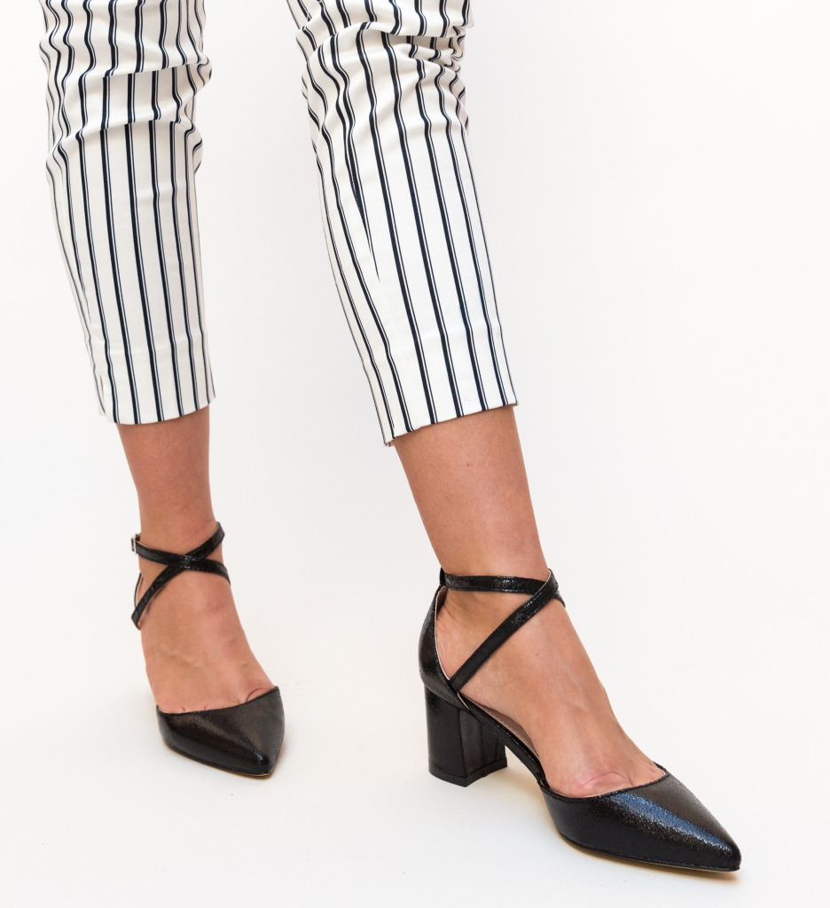 Pantofi Rello Negri eleganți cu toc - imagine 4