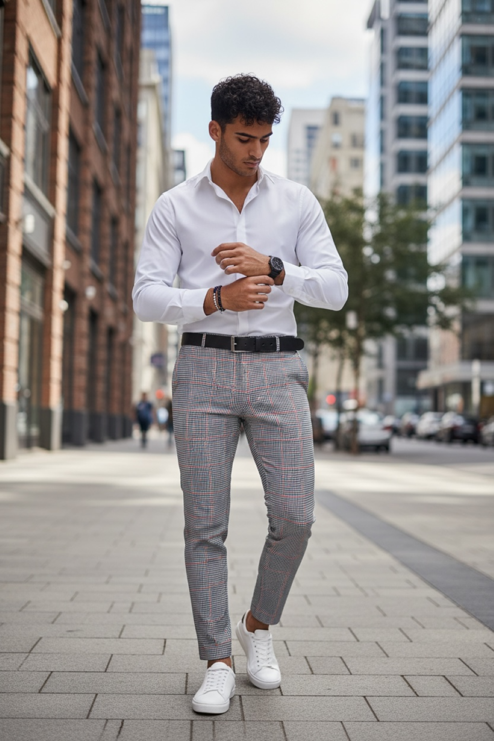 Pantaloni Barbati Eleganti Carouri Regular Fit - imagine 2