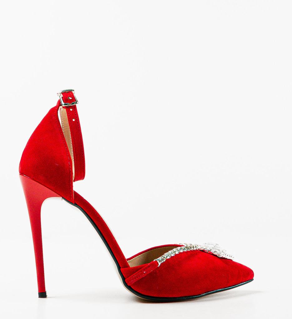 Pantofi Dalvanyos Rosii cu Toc Elegant - imagine 4