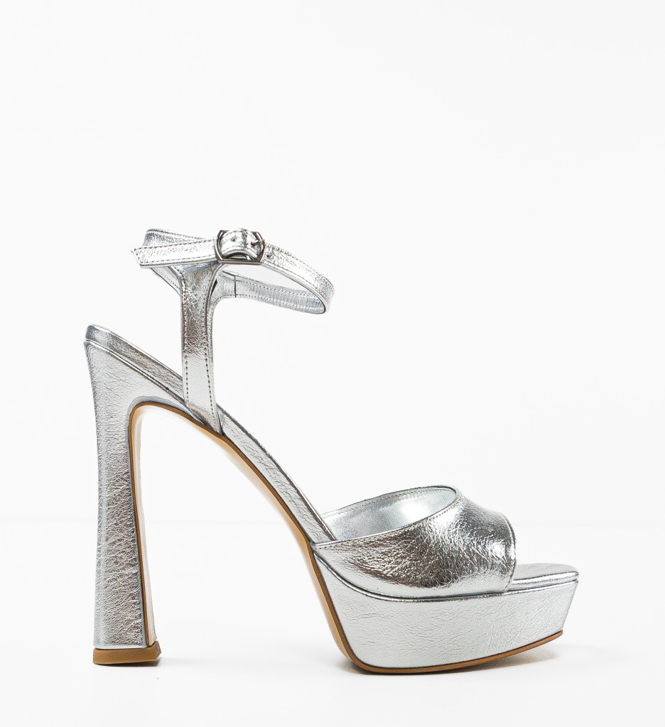 Sandale Dama Argintii cu Toc - Eleganță Maximă - imagine 4