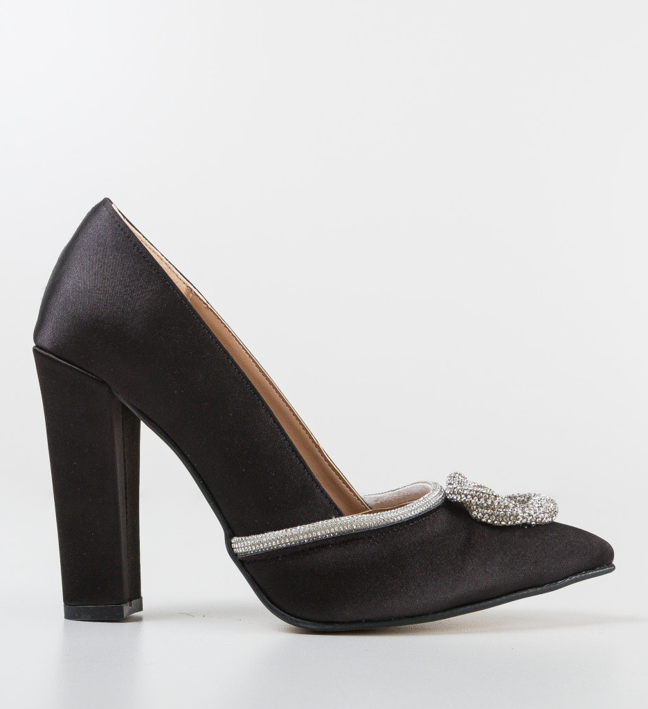 Pantofi Ronati Negri Eleganți cu Toc - imagine 5