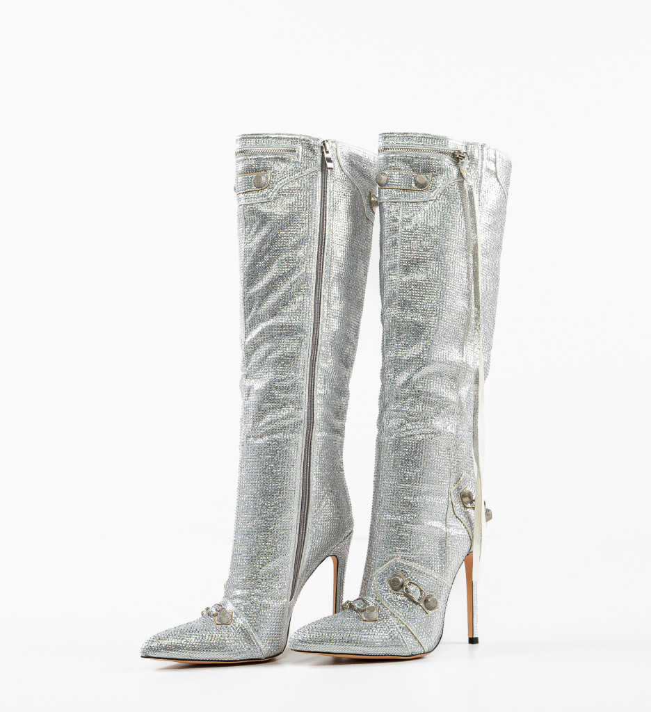 Cizme Dama Gavin Argintii - Eleganță și Stil - imagine 6