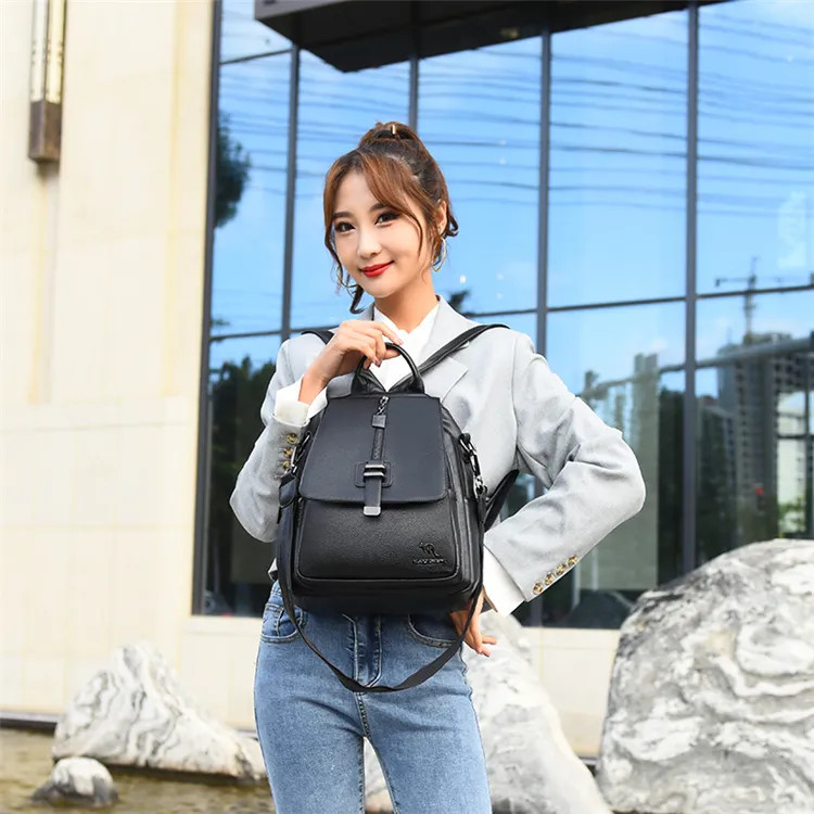 Rucsac de dama Delis Camellia GT2601 din piele ecologica, Negru - imagine 5