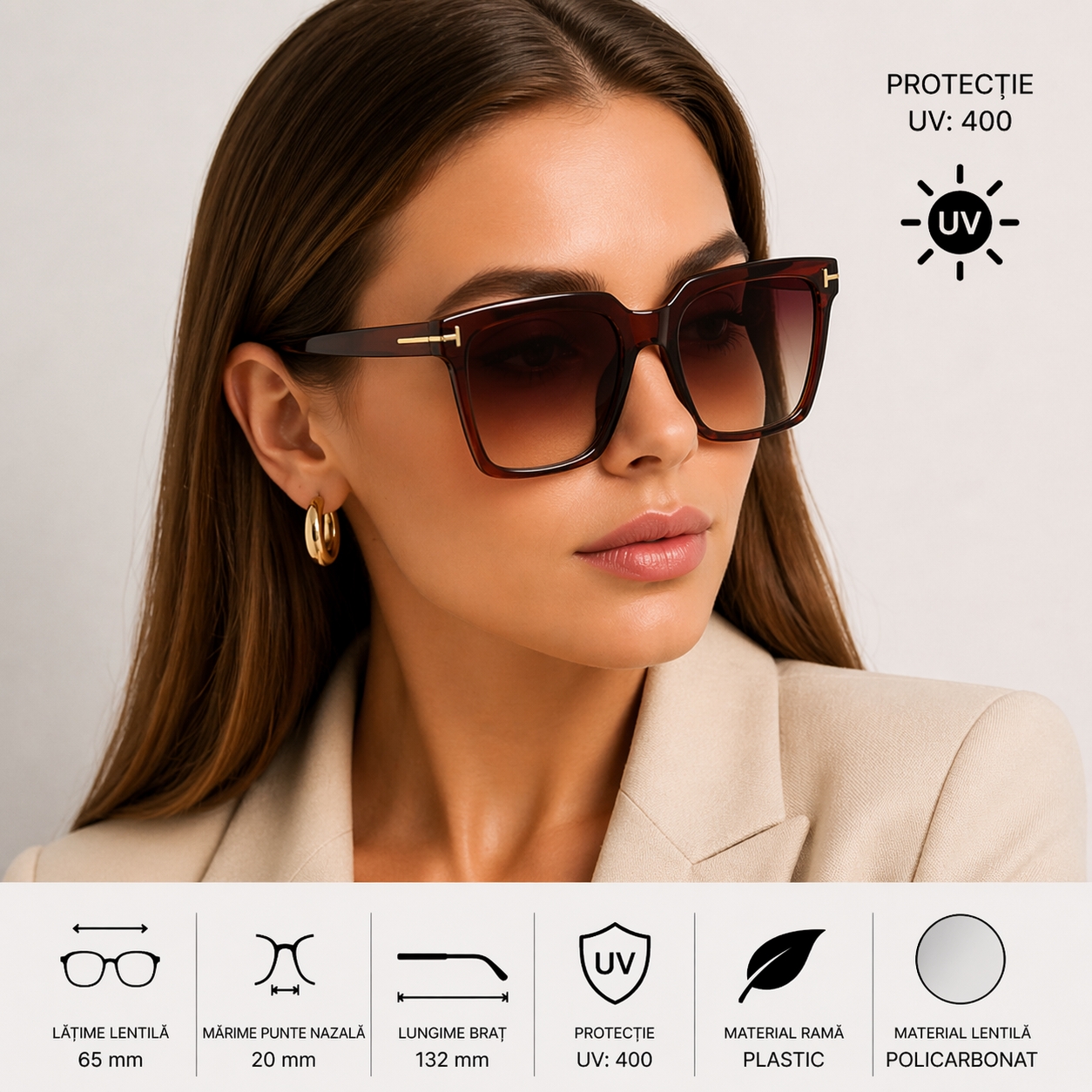 Ochelari Soare Femei Picadili Maro | Protecție UV400 - imagine 4