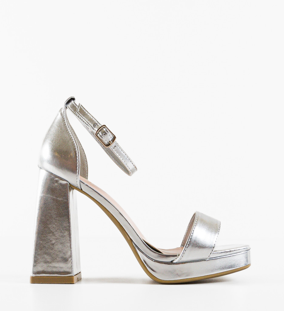 Sandale Toc Argintii Elegante | Stil Feminin - imagine 4