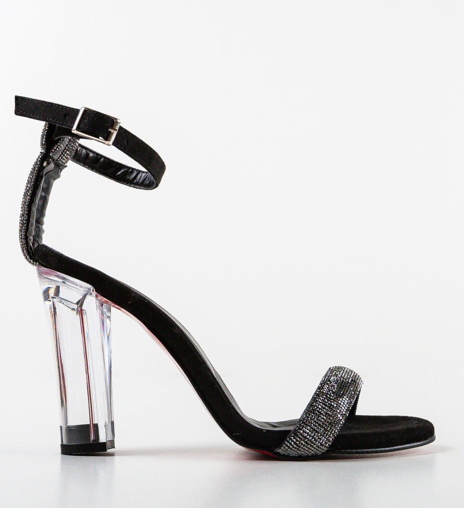 Sandale cu Toc Gafeina Negre | Eleganță și Confort