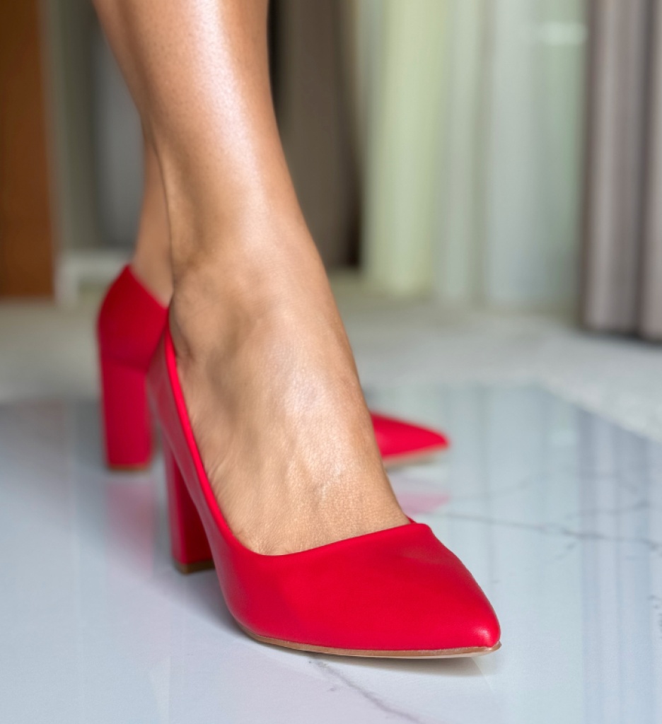 Pantofi Pauline Rosii - Eleganță cu Toc - imagine 4