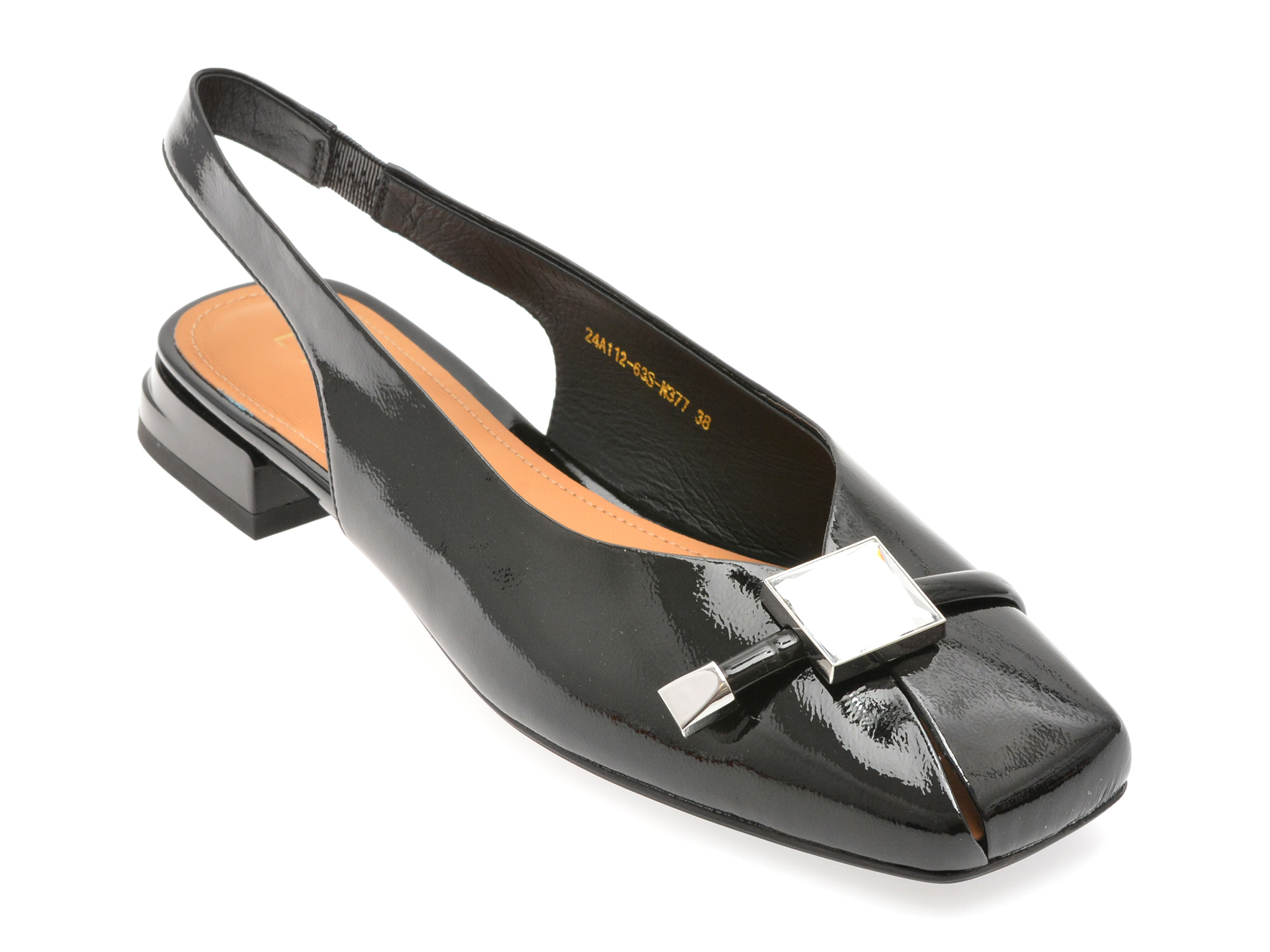 Pantofi EPICA Negri Piele Lacuită Casual