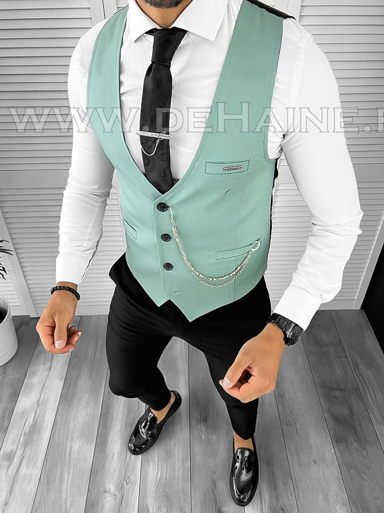 Vesta Barbati Slim Fit Turquaz Eleganta