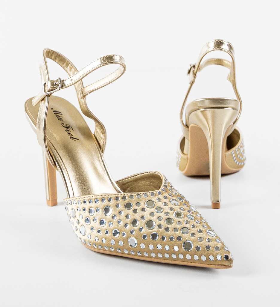 Pantofi cu Toc Tegan Aurii | Eleganță Asigurată - imagine 7