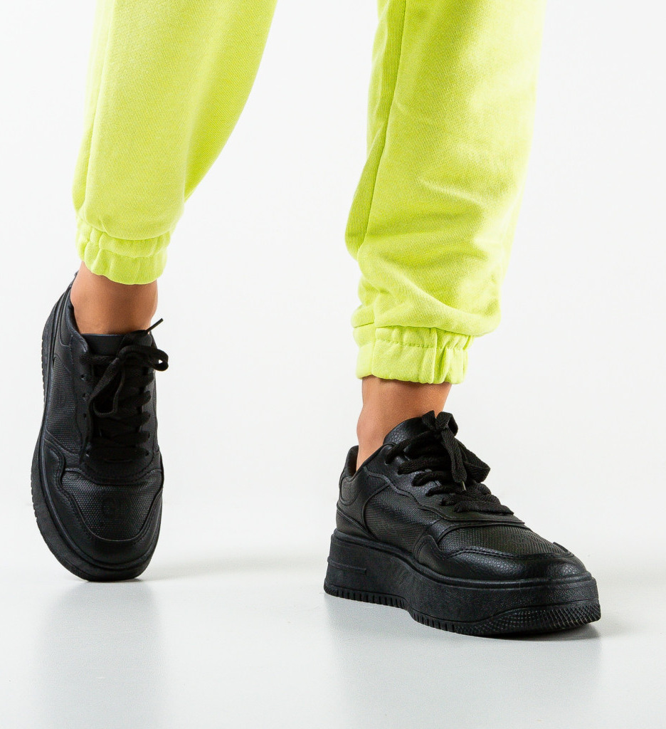 Sneakers Dama Goden Negri - Confort și Stil Urban - imagine 2