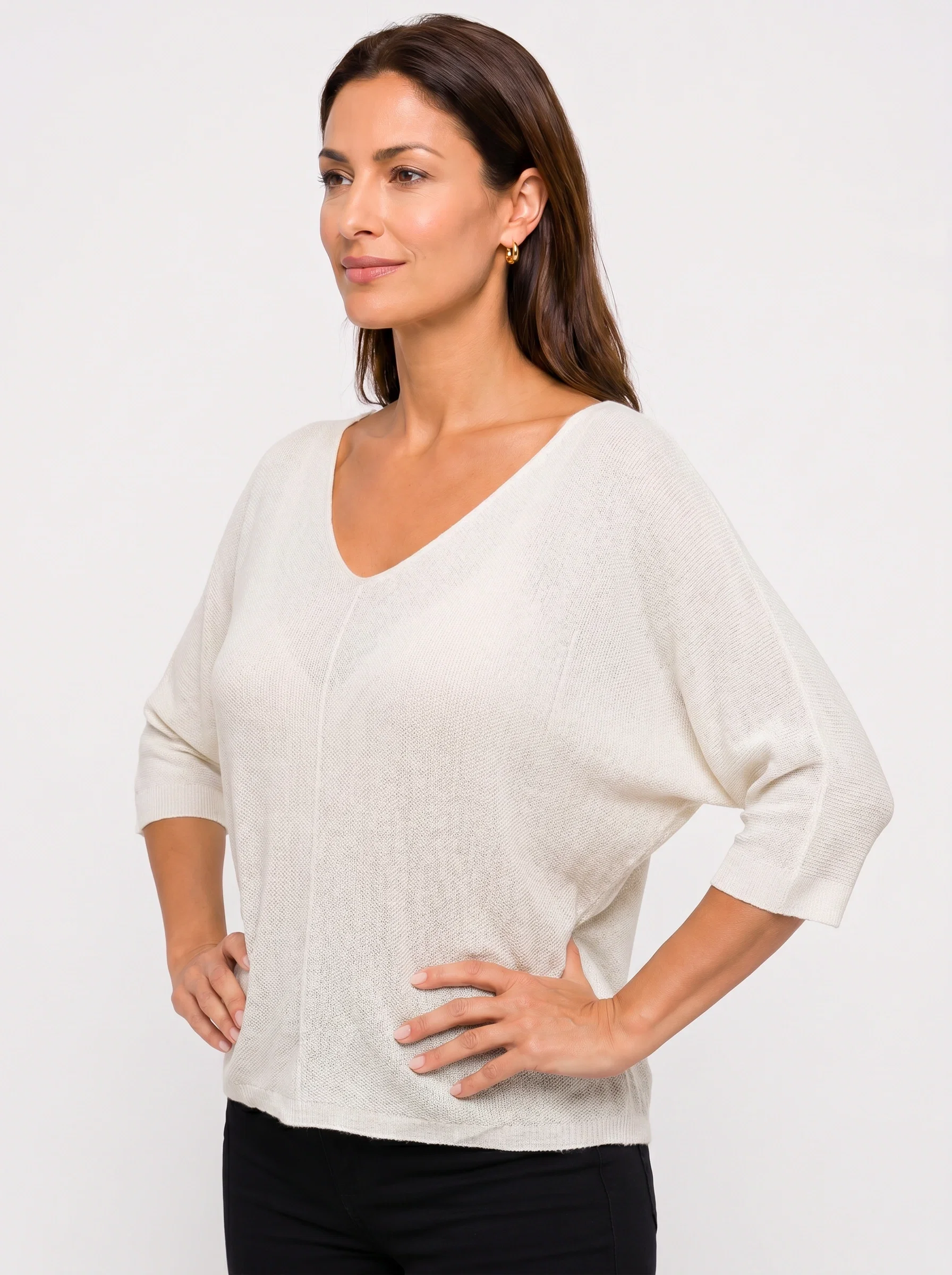 Bluza Tricotată Fină Shopika | Mâneci Fluture - imagine 2