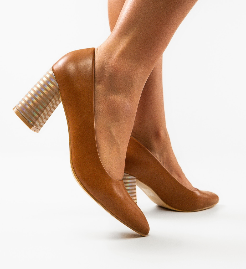 Pantofi cu Toc Camel Eleganți | Model Jaylen - imagine 4