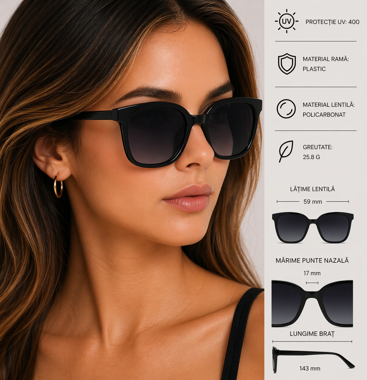 Ochelari Soare Femei Picadili SG124 Negru - imagine 5