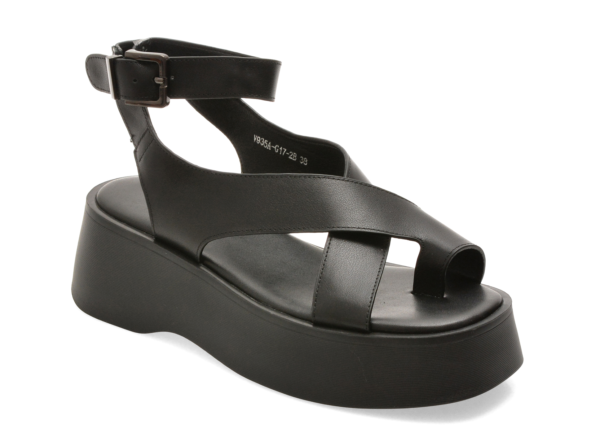 Sandale Epica Negre din Piele Naturală - imagine 2