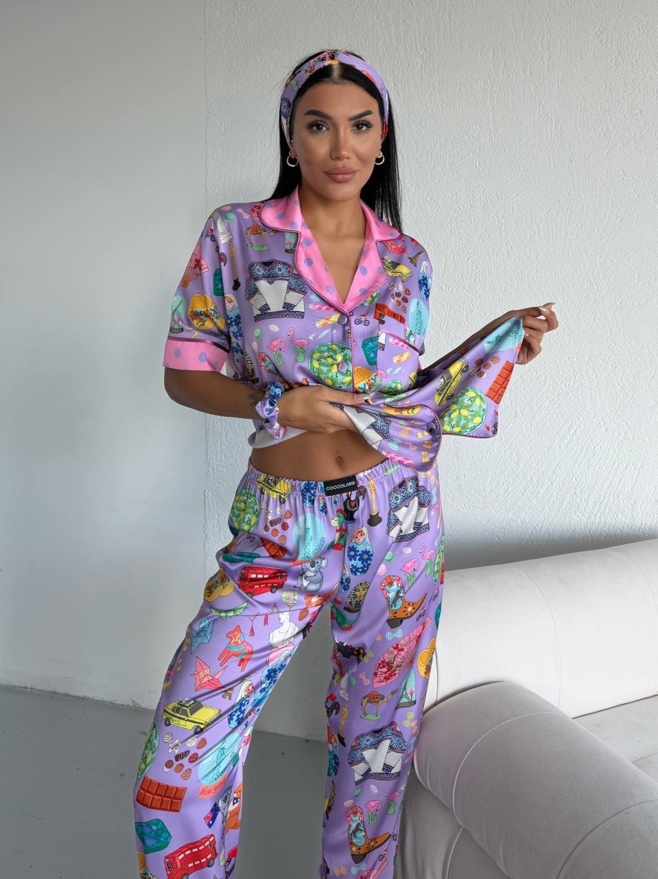 Set Pijama Dama 2 Piese Delis Satin Mat - imagine 3