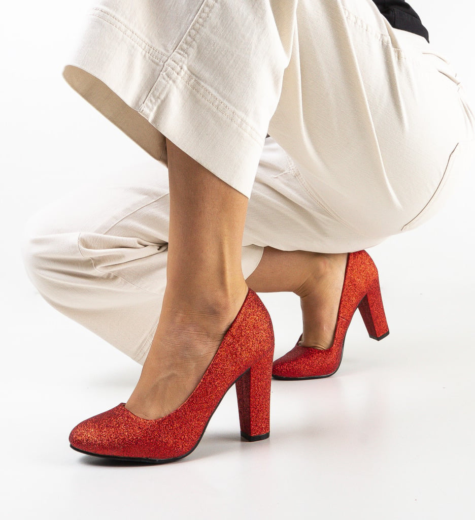 Pantofi Hekolora Rosii cu Toc Elegant