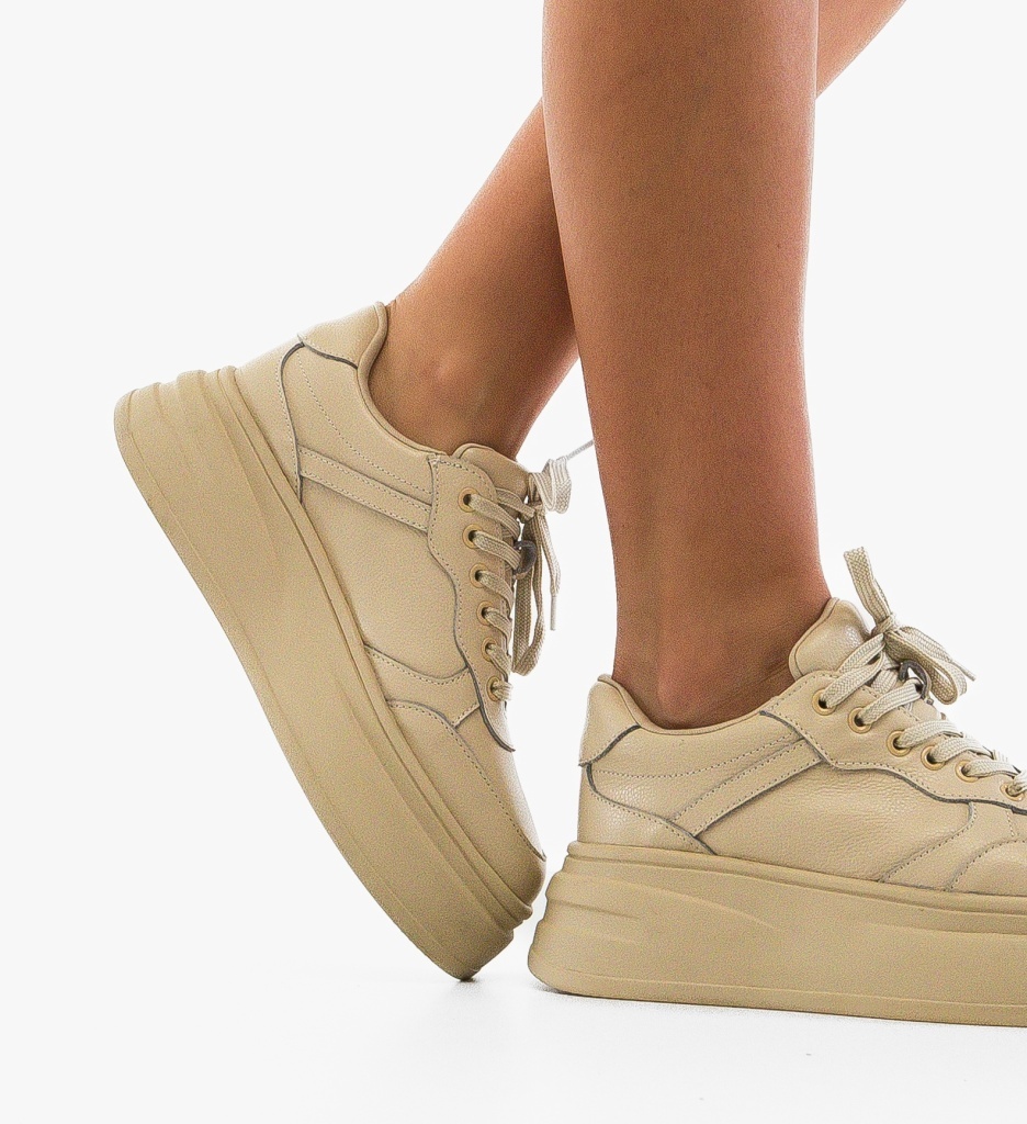 Sneakers Dama Momda Bej - Confort Sport - imagine 2