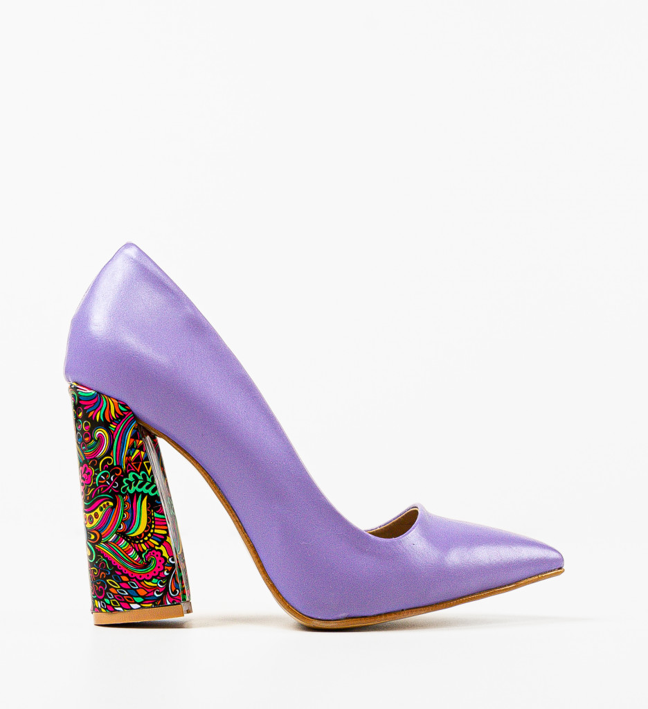Pantofi dama Monina Mov cu toc elegant - imagine 4