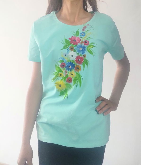 Tricou Pictat Manual Shopika | Design Floral Unic