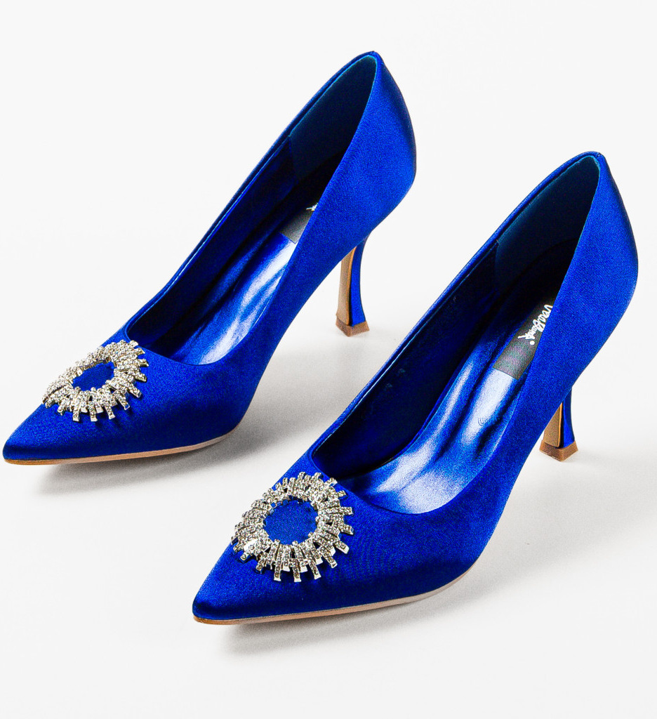 Pantofi Gallegos Albastri Eleganți cu Toc - imagine 7