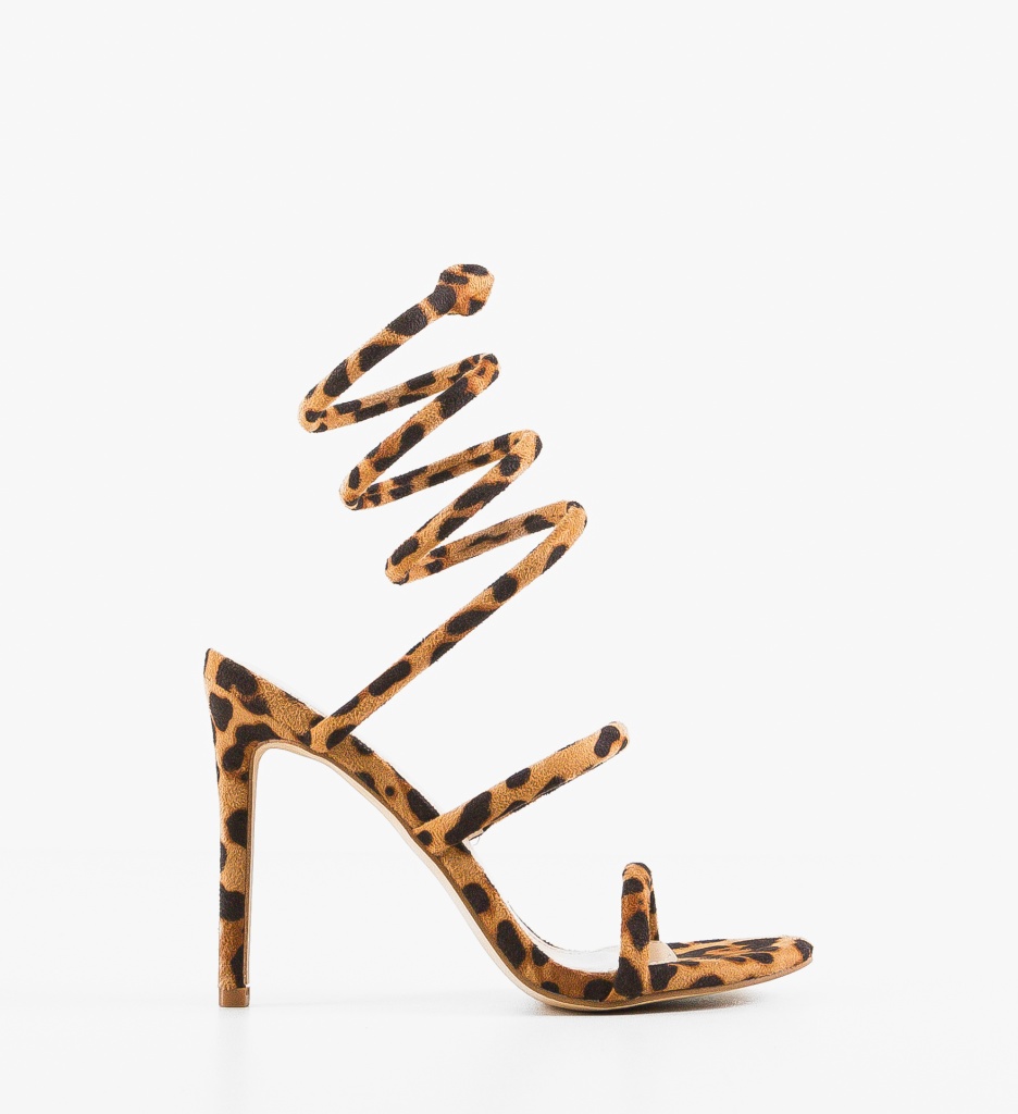 Sandale Dama Animal Print cu Toc Elegant - imagine 6