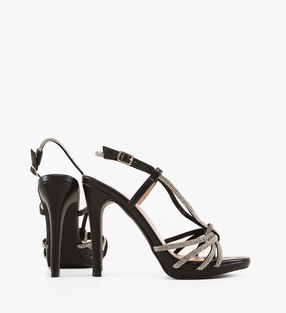 Sandale Elegante cu Toc Carden Negre - imagine 7