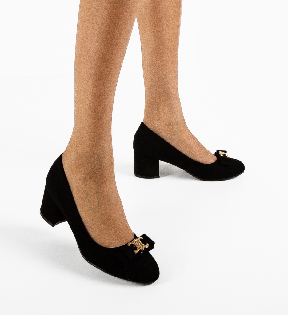 Pantofi dama Ladymaz Negri cu Toc Eleganți