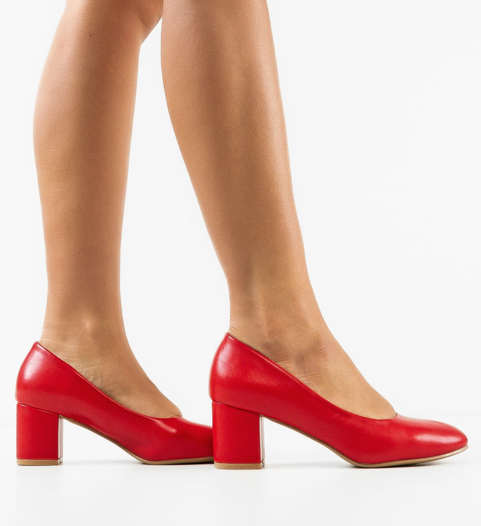 Pantofi Izaak Rosii cu Toc - Eleganți