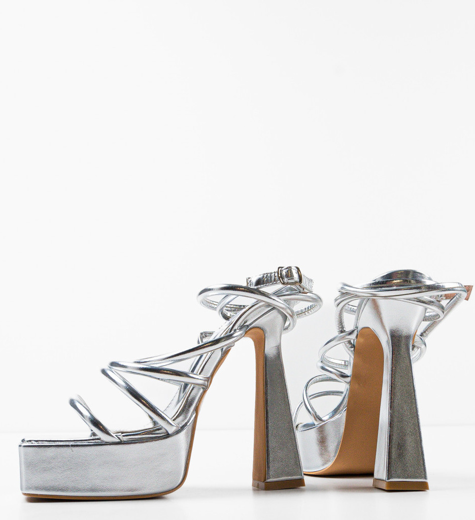 Sandale Toc Everly Argintii | Eleganță Feminină - imagine 7