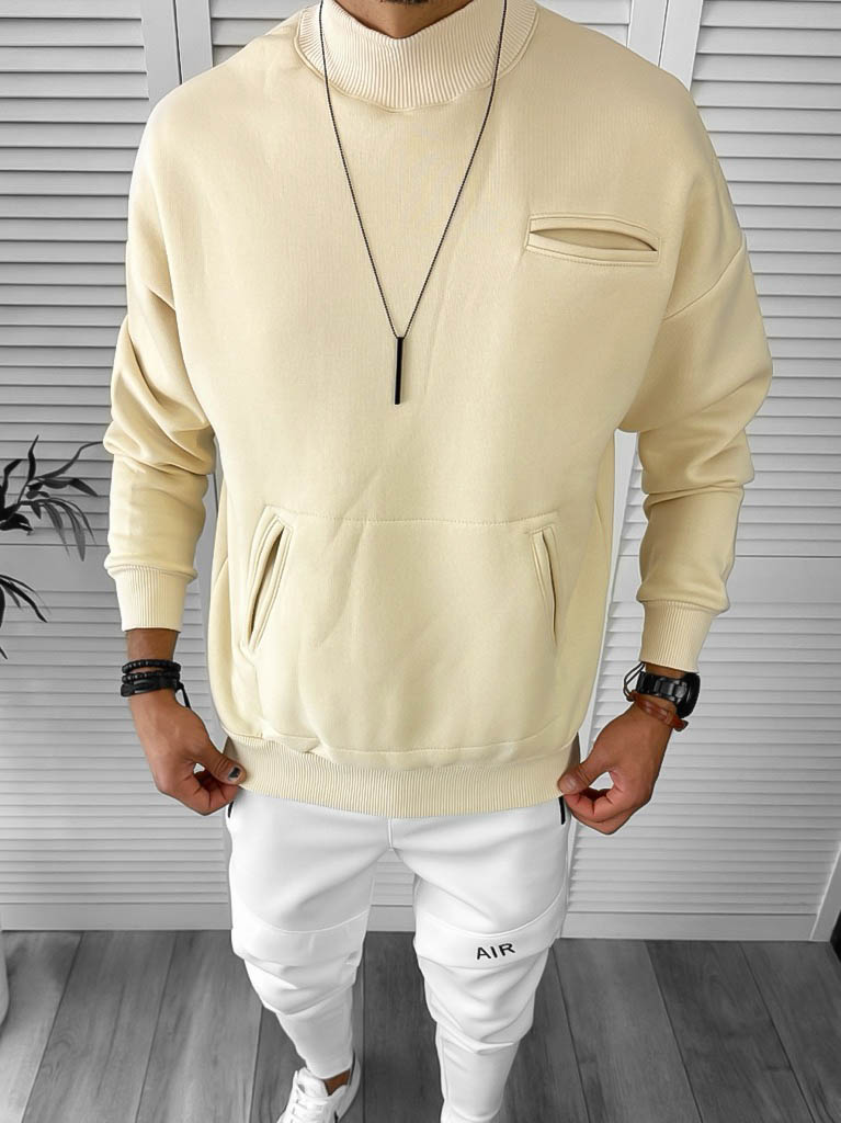 Hanorac Barbati Bej Slim Fit Modern K226