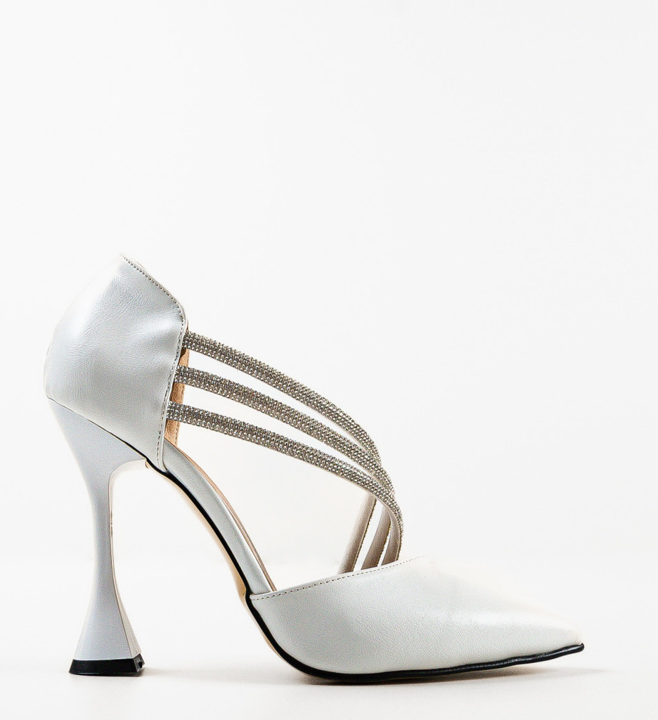 Pantofi Egeptam Albi Eleganți - imagine 4