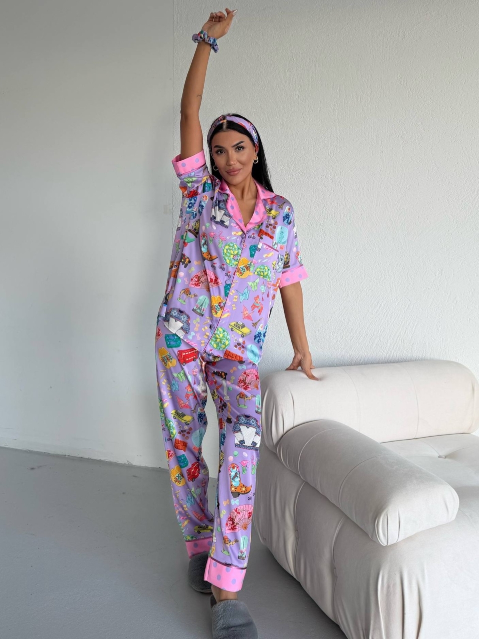Set Pijama Dama 2 Piese Delis Satin Mat - imagine 5