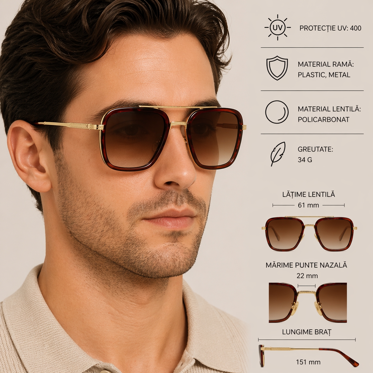 Ochelari Soare Picadili SG167 Maro UV400 - imagine 3