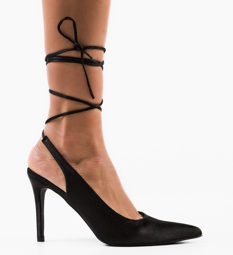 Pantofi Famyx Negri Eleganți cu Toc Stabil - imagine 4