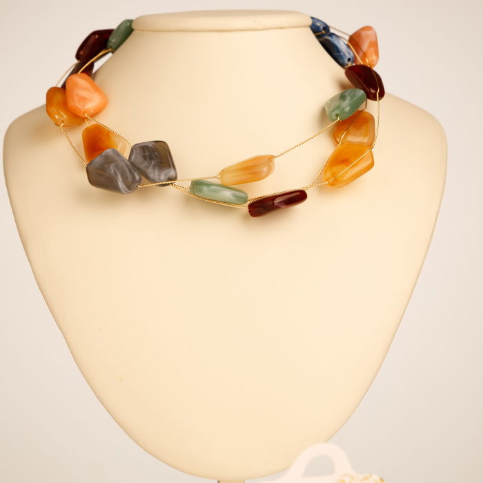 Colier Eleganț cu Pietre Colorate | Shopika