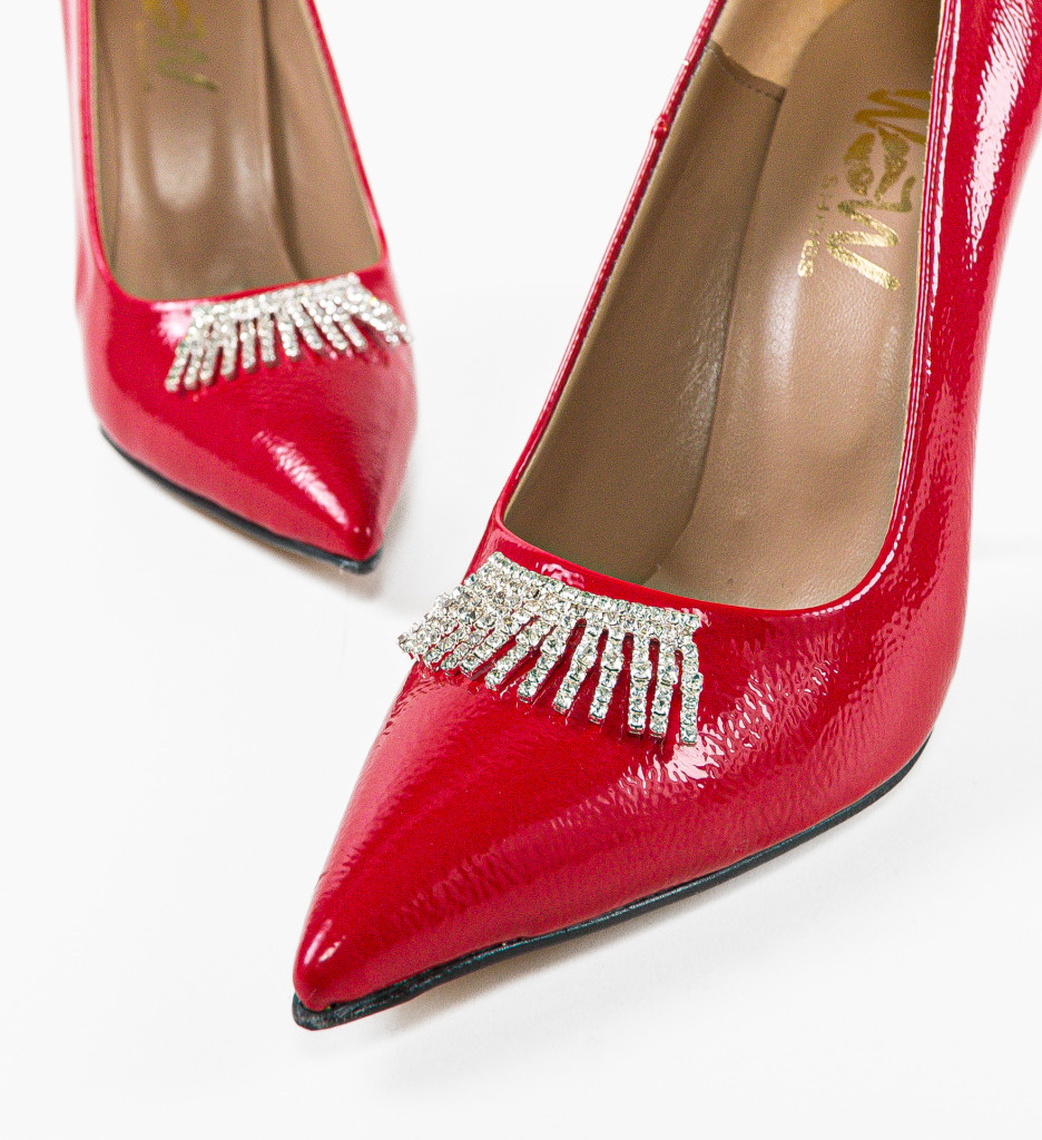 Pantofi dama Perma Rosii cu toc elegant - imagine 8