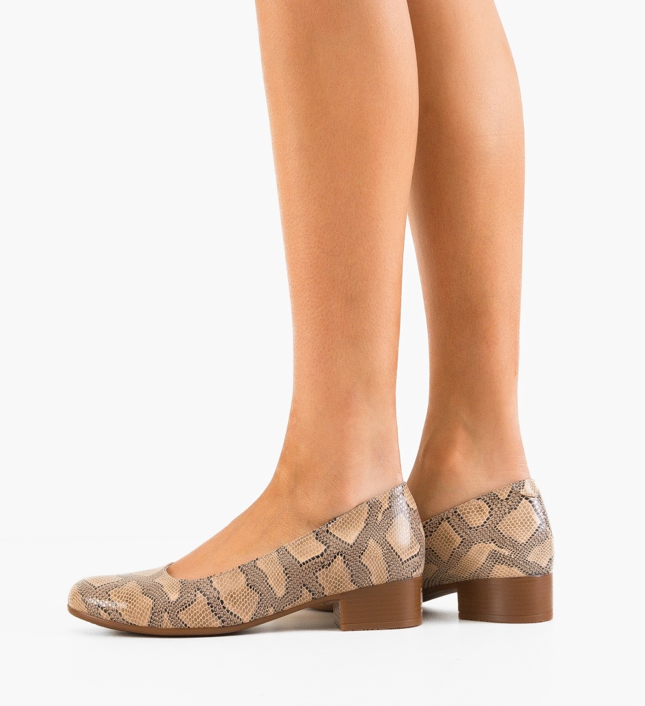 Pantofi dama Vegge Print cu toc elegant - imagine 2