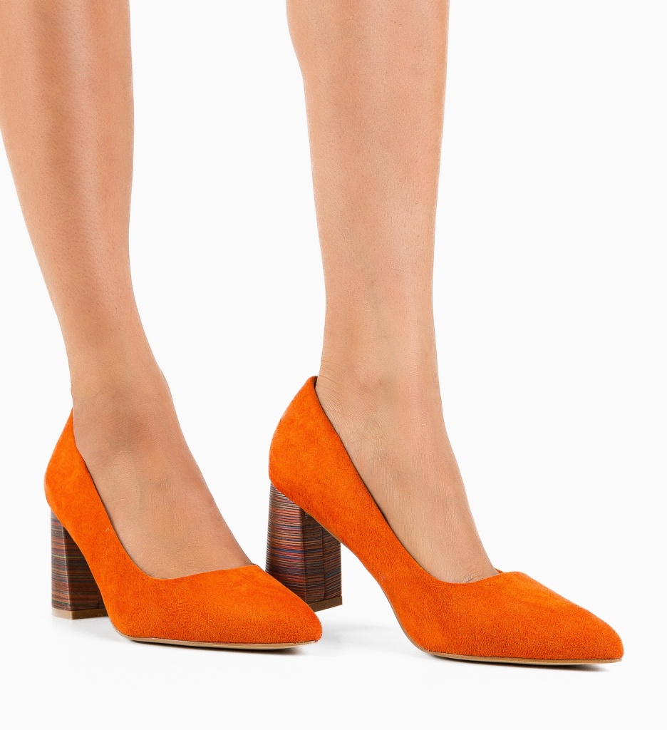 Pantofi cu Toc Ferne Portocalii - Eleganță - imagine 3