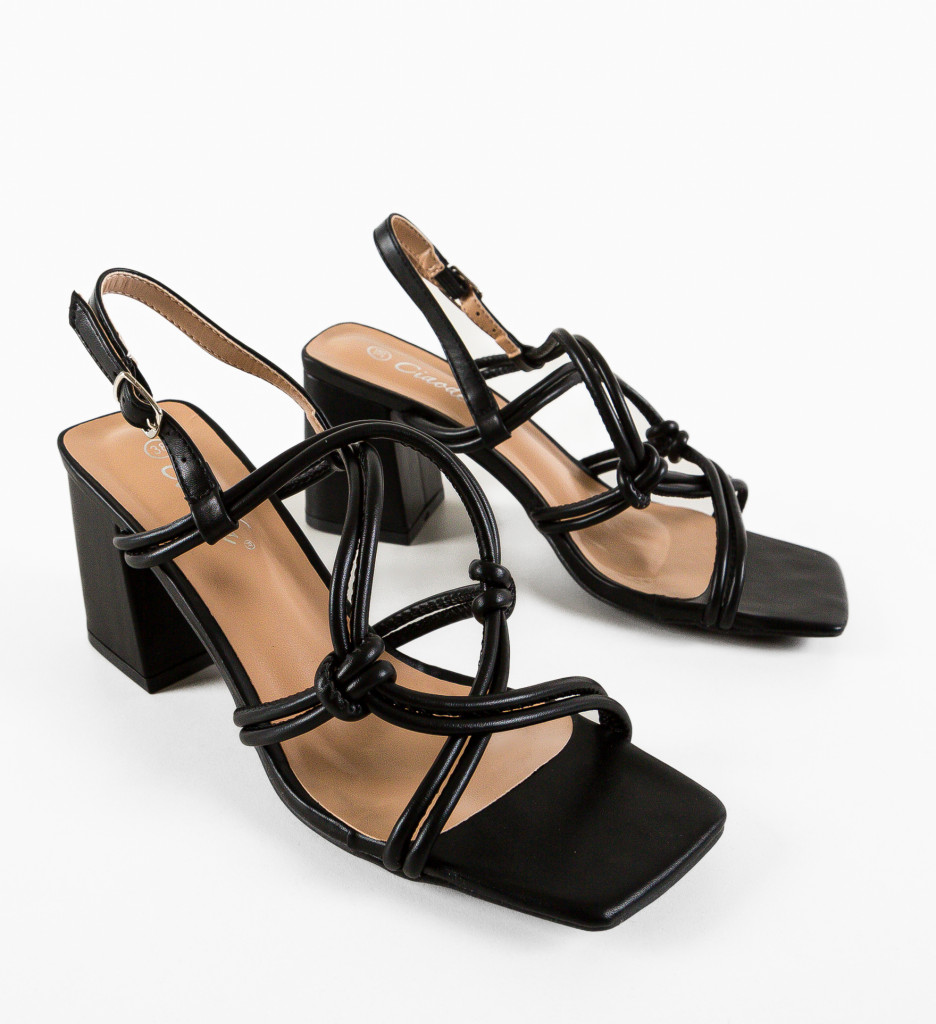 Sandale cu Toc Hallel Negre | Eleganță și Stil - imagine 10