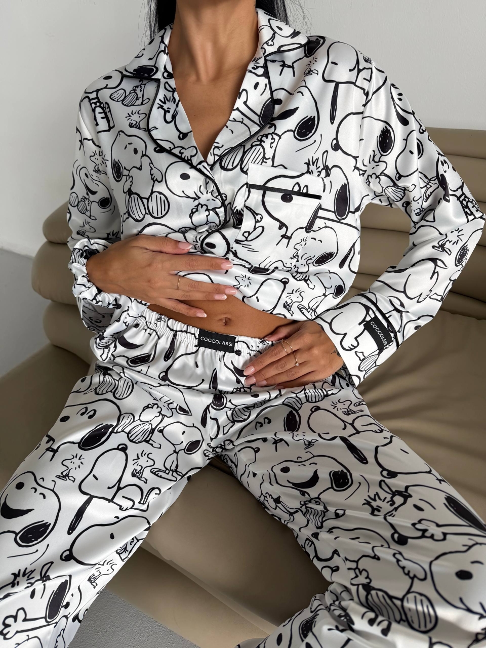 Set Pijama Dama Snoopy cu Nasturi - Delis - imagine 6