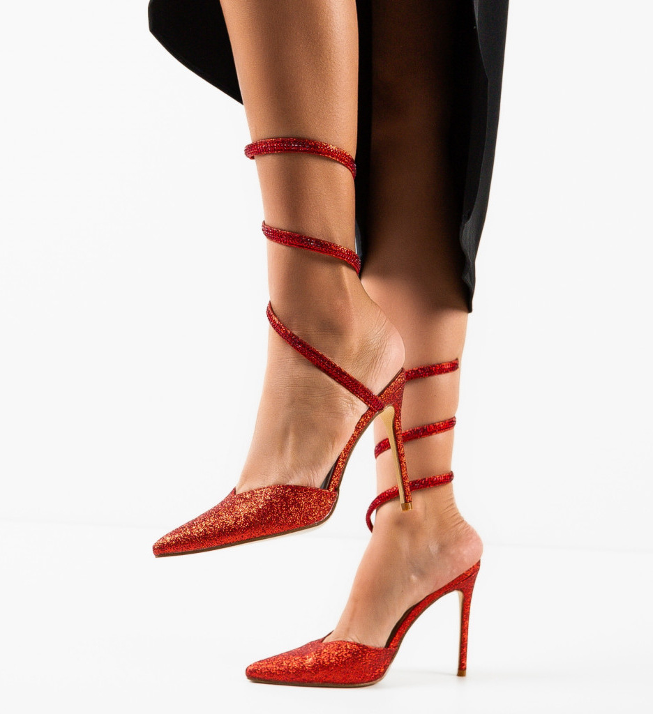 Pantofi Hallie Rosii cu Toc Eleganți - imagine 2