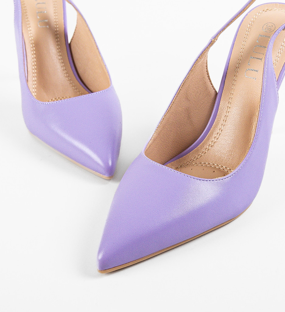 Pantofi Cruz Mov cu Toc Elegant - imagine 5