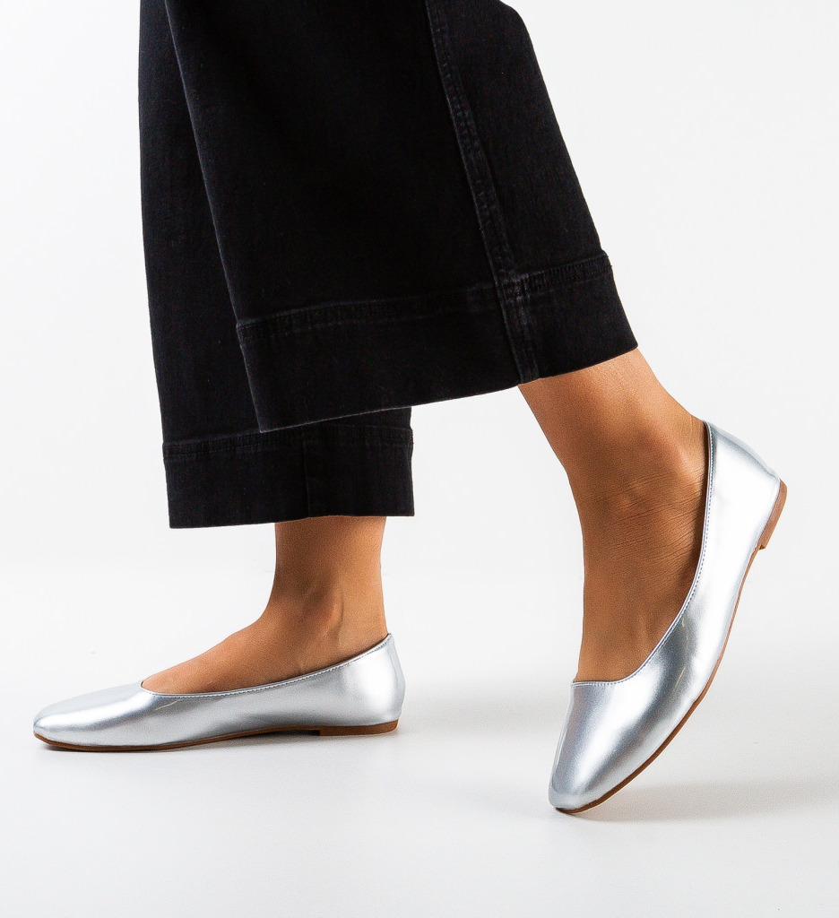 Balerini Dama Argintii Comodi | Stil Casual Elegant - imagine 2