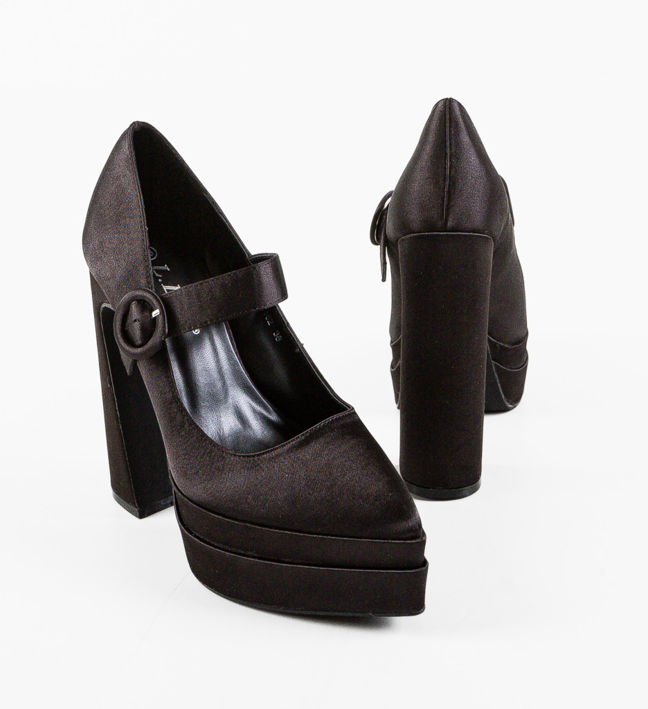 Pantofi Fobol Negri Eleganți cu Toc - imagine 8