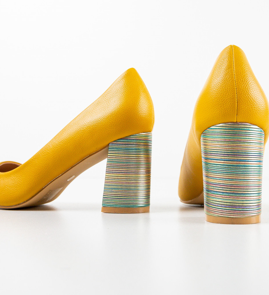 Pantofi Jaylen Galbeni cu Toc Eleganți - imagine 7