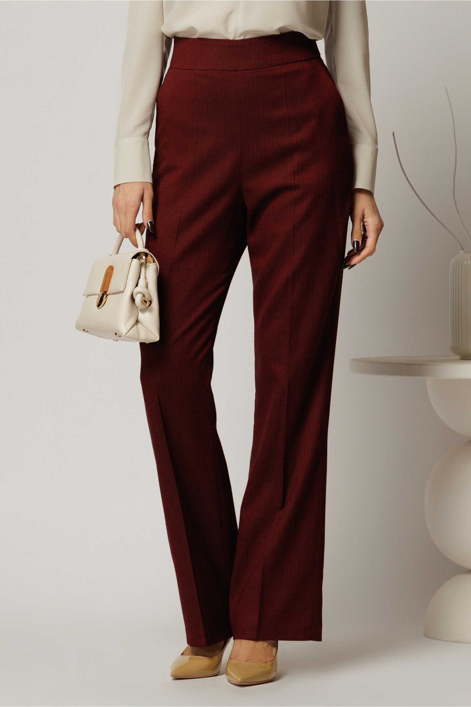 Pantaloni Grena Office Eleganți