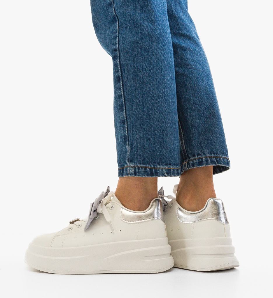 Sneakers Dama Thaban Argintii - Stil si Confort - imagine 2