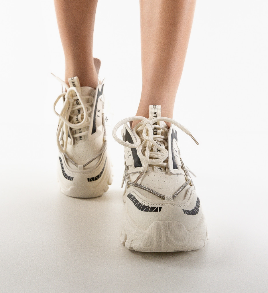 Sneakers Dama Bej Casual - Confort și Stil - imagine 3